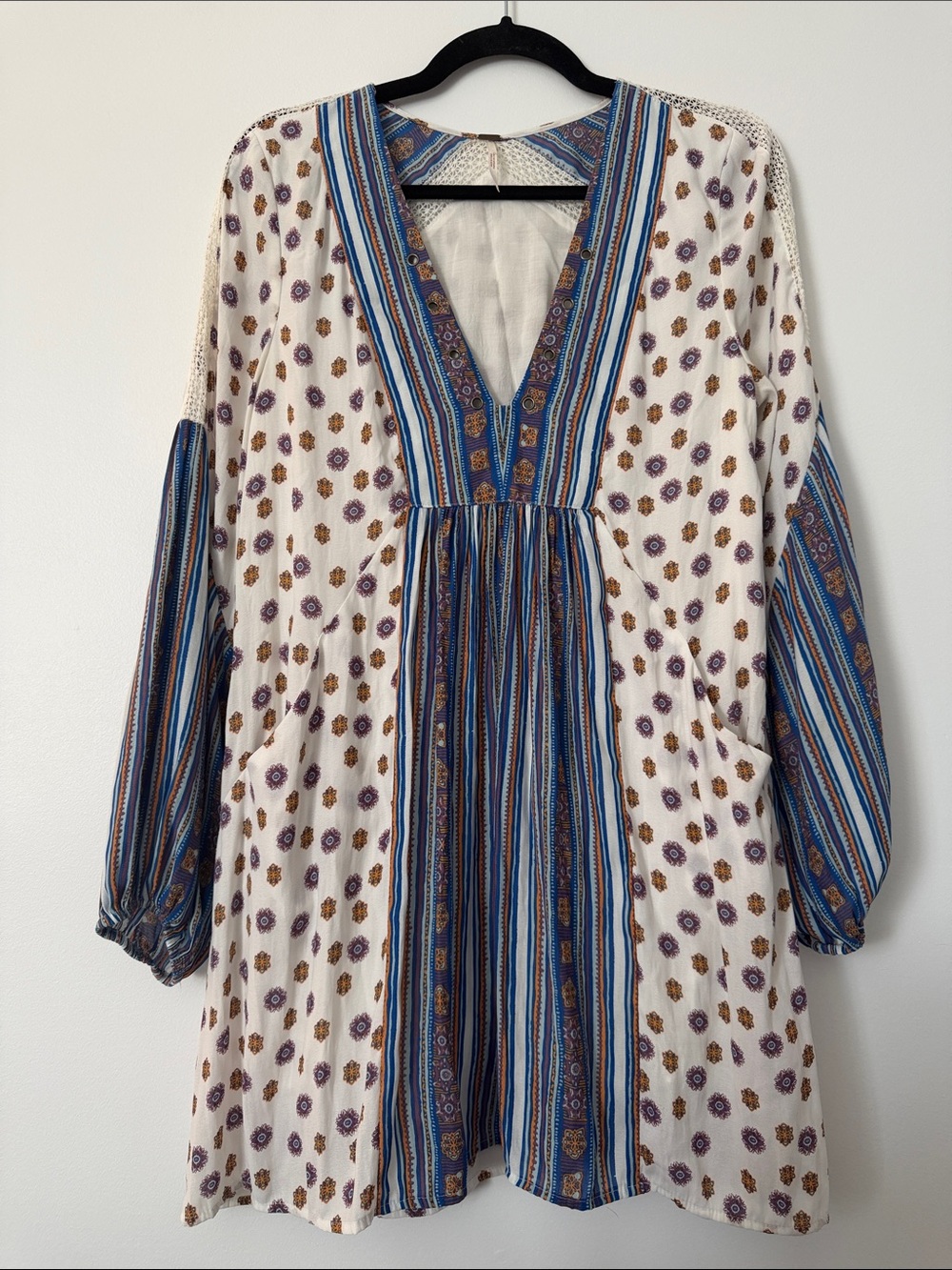 Free People Rain Shine Printed Lace-Up Swing Dress size small - Picture 2 of 8